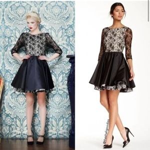 Alice + Olivia XS Black Lace Katelin Mini Dress Romantic, Fit & Flare Formal